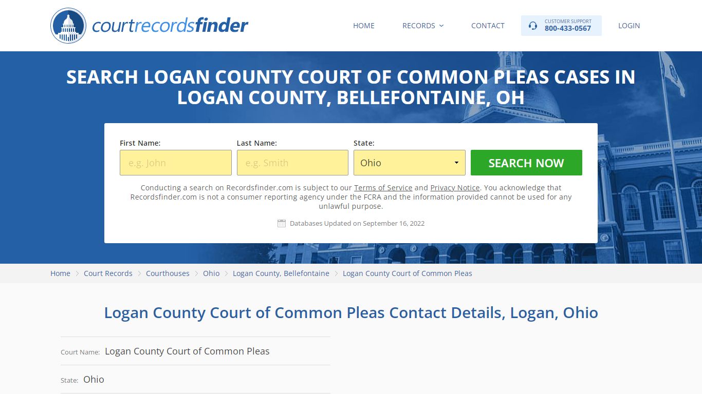 Logan County Court of Common Pleas Case Search - RecordsFinder